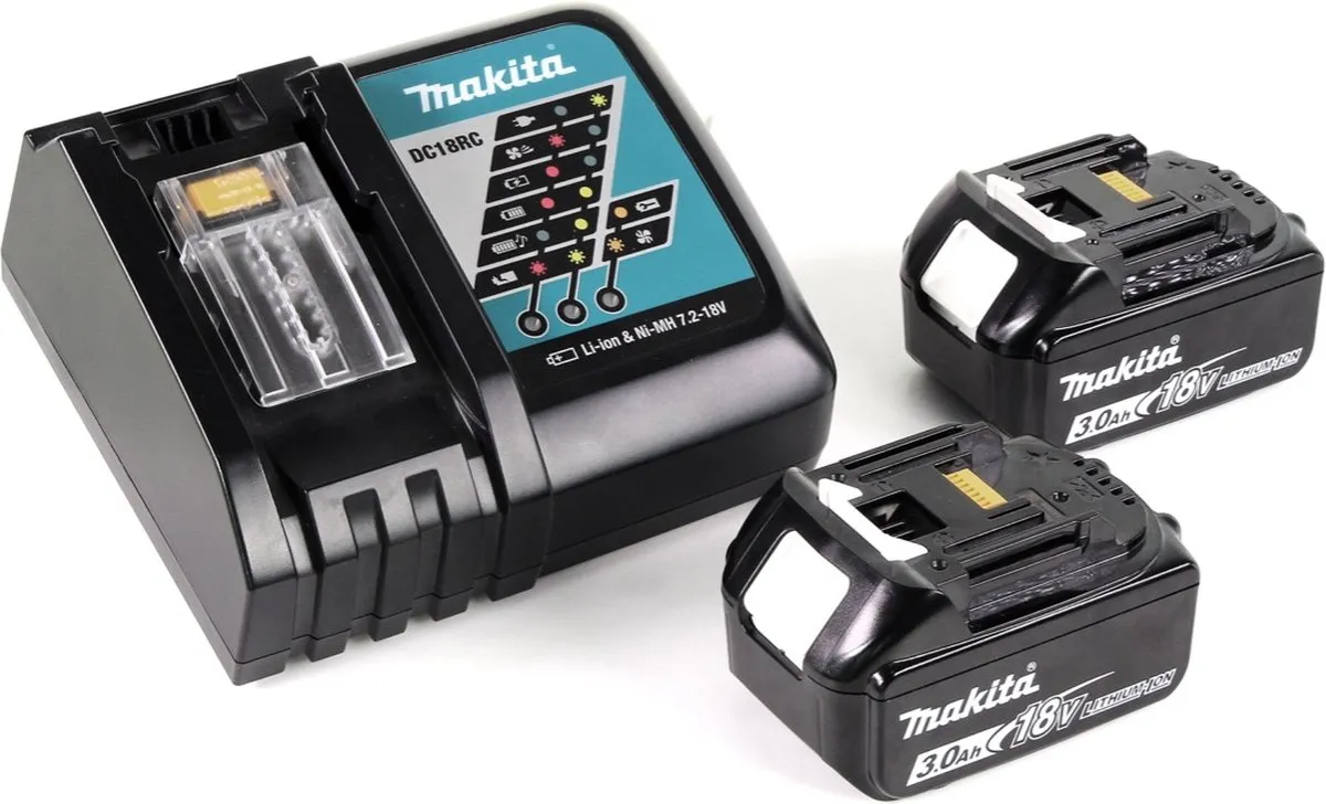 Makita DGA 511 RFJ Haakse Slijper 125mm - 18V - 2x 3.0Ah Accu + Lader