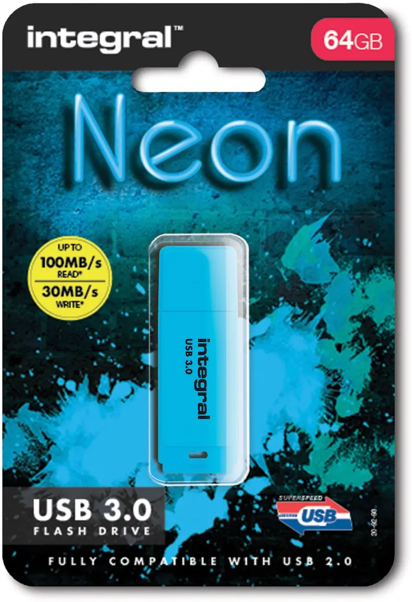 Integral Neon INFD64GBNEONB3.0 USB-Stick - 64GB - Blauw - afbeelding 5 van 6