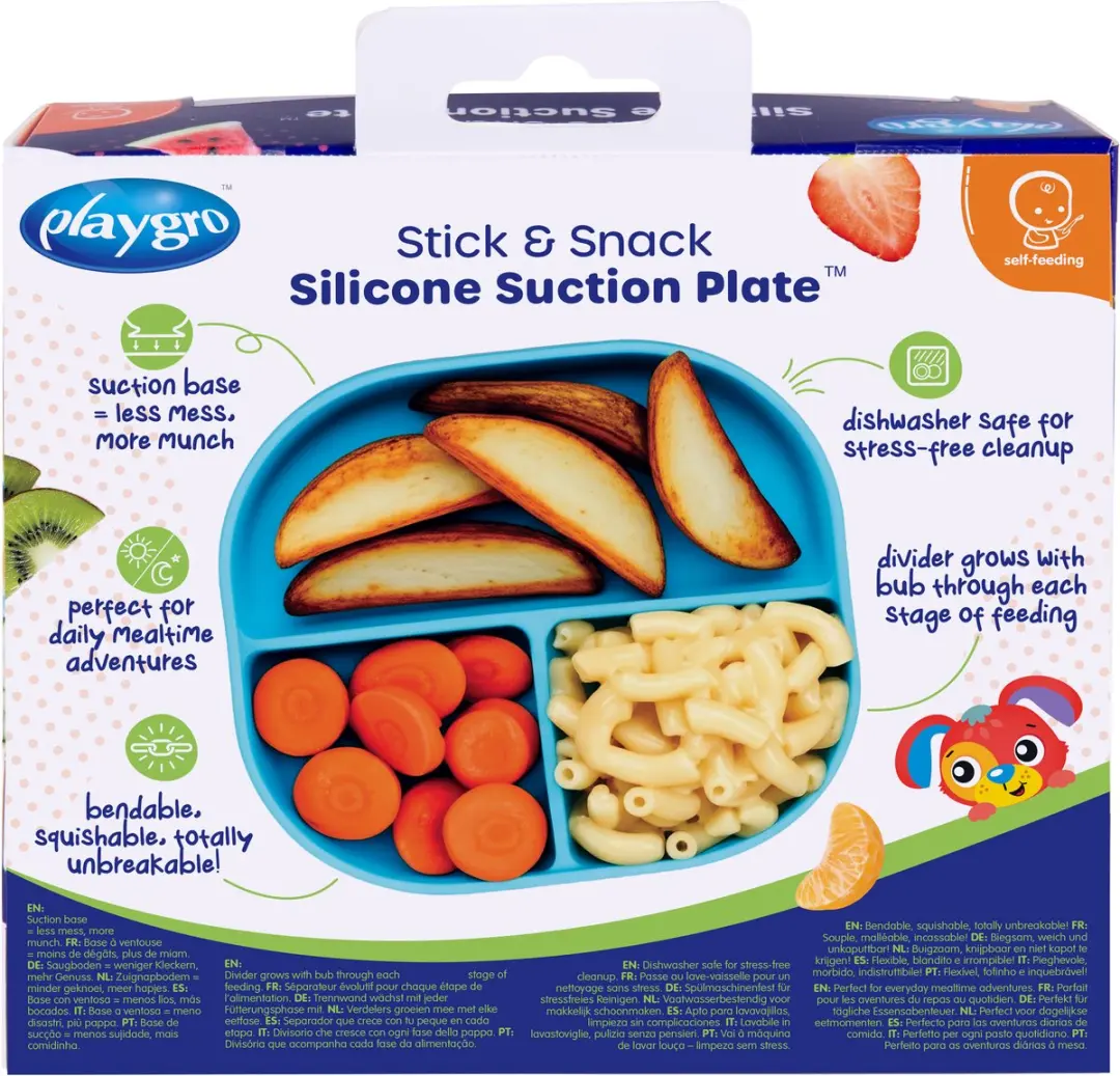 Playgro Stick & Snack Silicone Zuigbord - Blauw