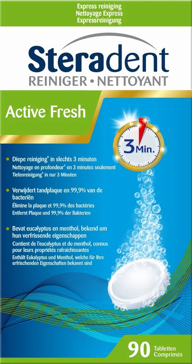 Steradent Active Fresh Kunstgebitreiniger 90 Tabletten