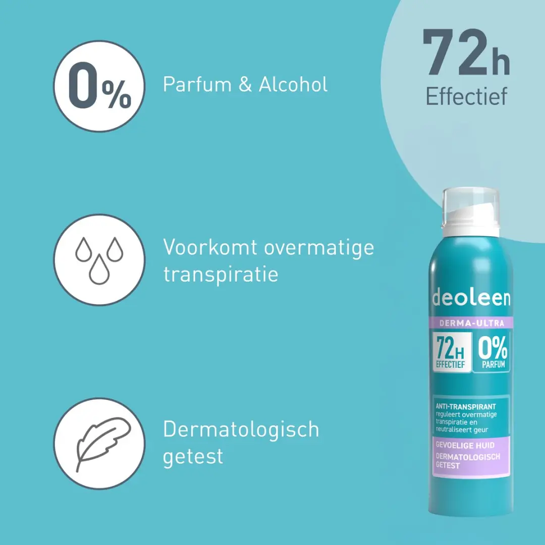 Deoleen Derma Ultra Anti-transpirant Spray 150ml - 72 uur