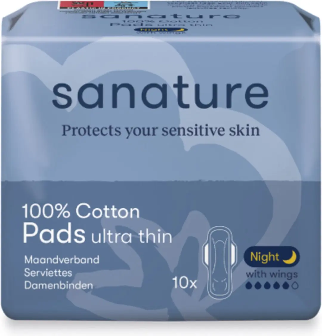 Sanature Maandverband Ultra Night 100% Katoen
