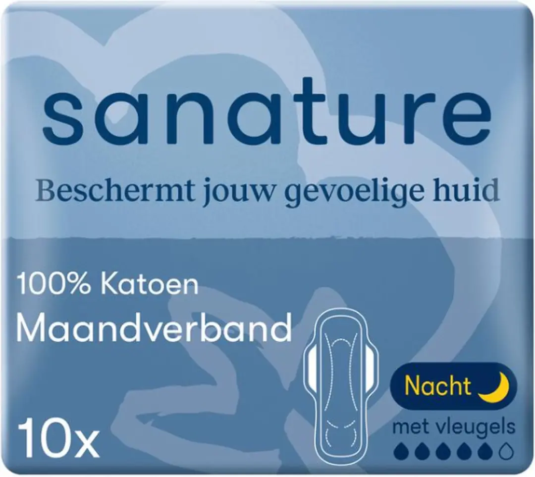 Sanature Maandverband Ultra Night 100% Katoen - 10 Stuks - Multicolor