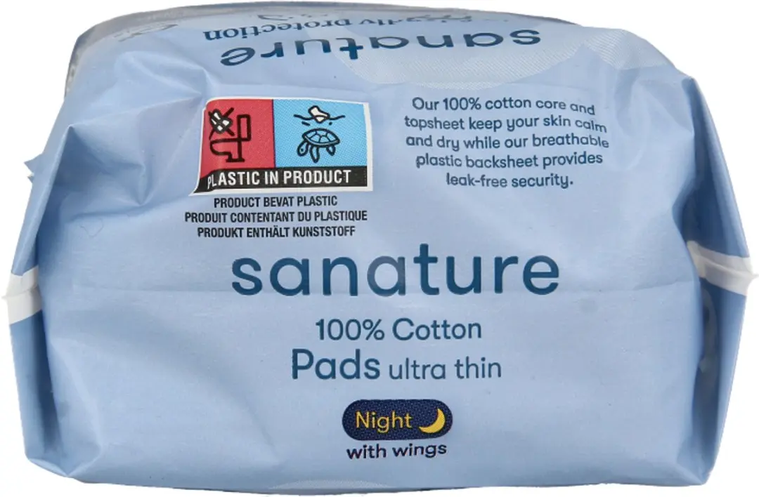 Sanature Maandverband Ultra Night 100% Katoen - 10 Stuks - Multicolor