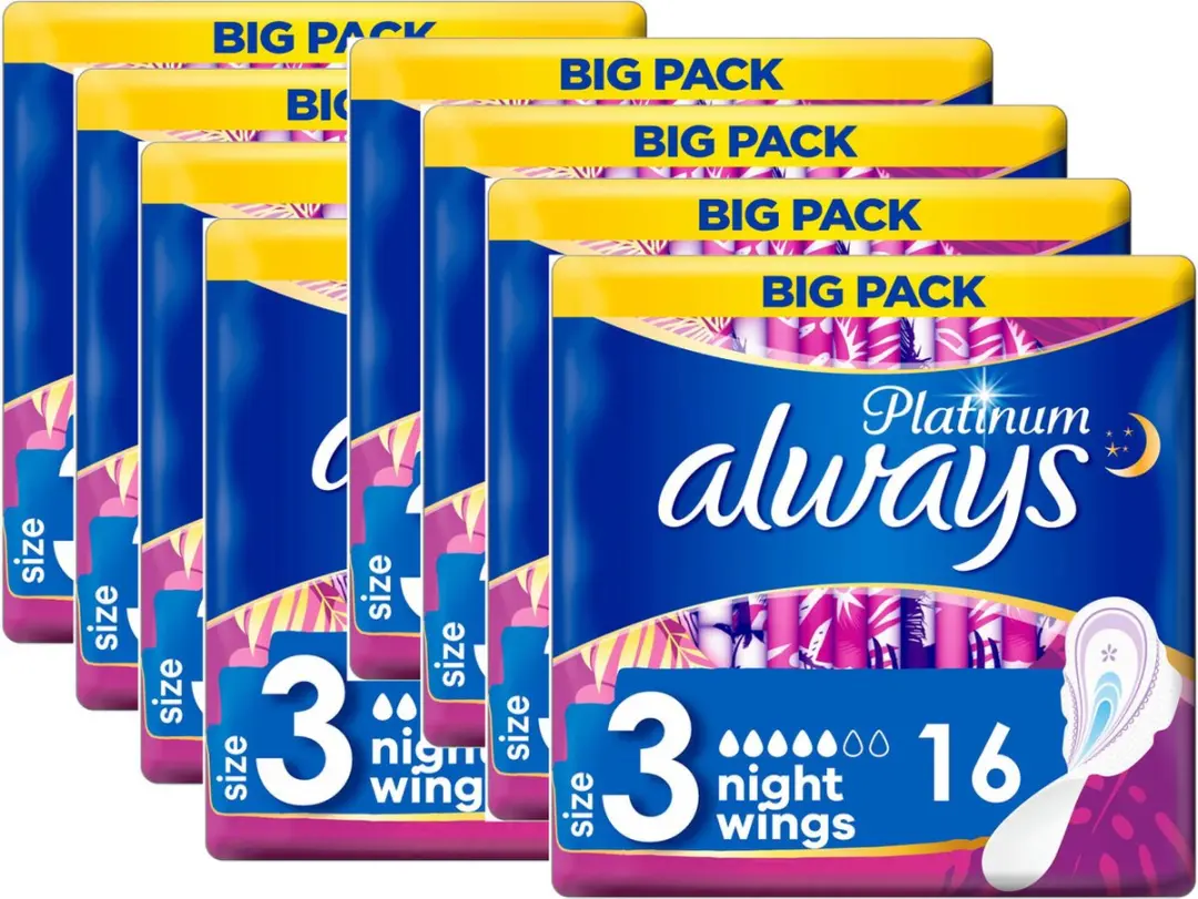 Always Maandverband Platinum Ultra Night - 16 Stuks - 3 Kleuren - afbeelding 6 van 6