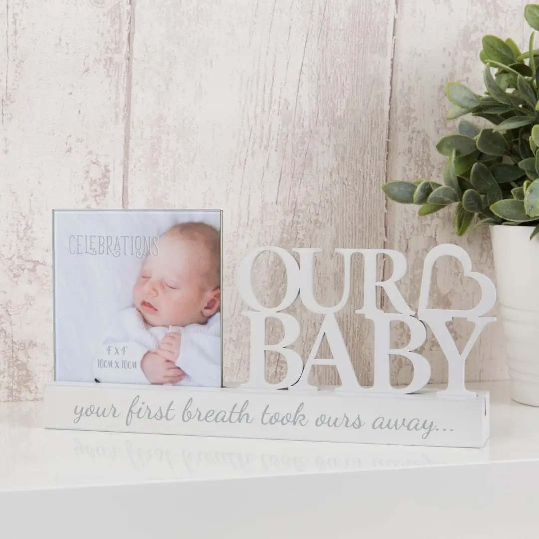 Celebrations Fotolijst Houten Letters Our Baby - Wit/Grijs