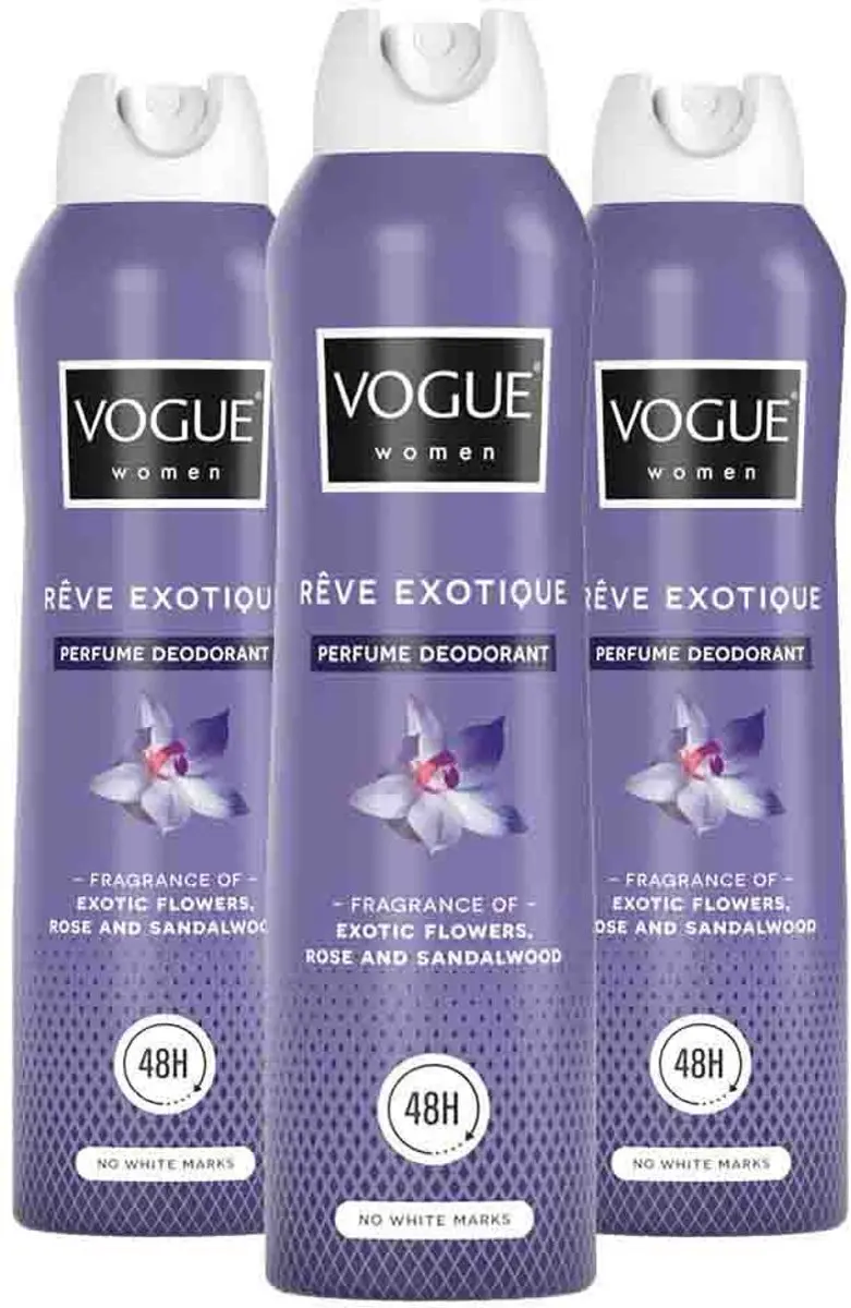 Vogue Reve Exotique Deo 150ml - 3 Stuks - afbeelding 6 van 6