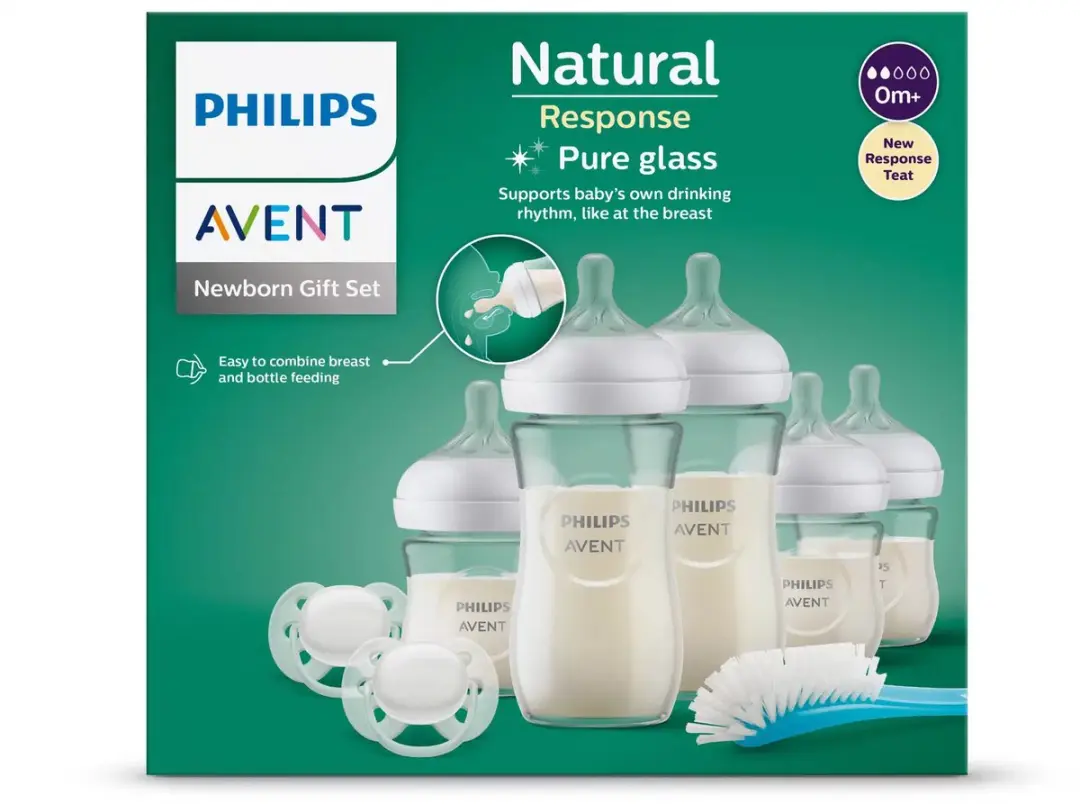 Philips Avent Natural Response SCD879/11 Glazen Cadeauset - 5 Flessen + 2 Fopspenen