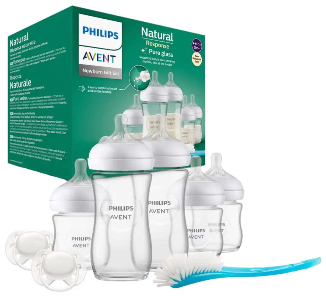 Philips Avent Natural Response SCD879/11 Glazen Cadeauset - 5 Flessen + 2 Fopspenen