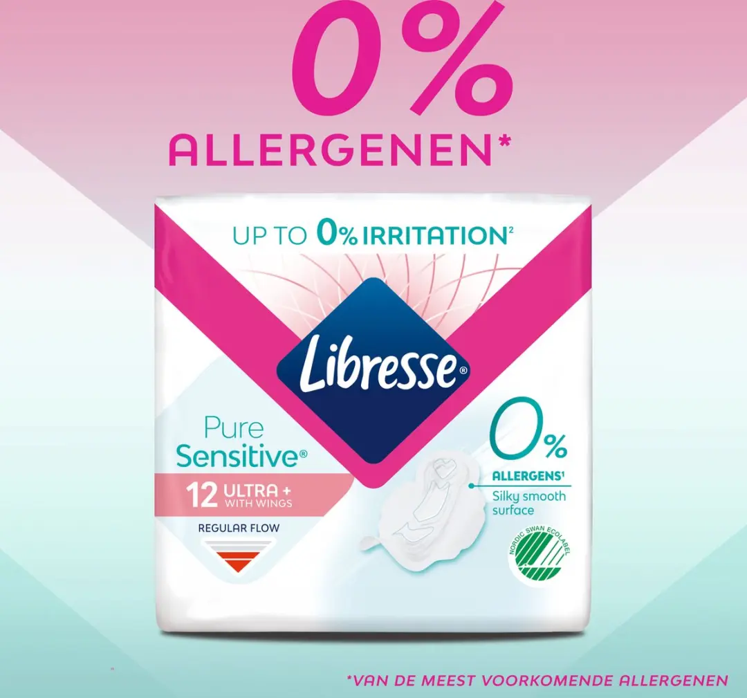 Libresse Pure Sensitive Ultra Wing Maandverband - 96 Stuks