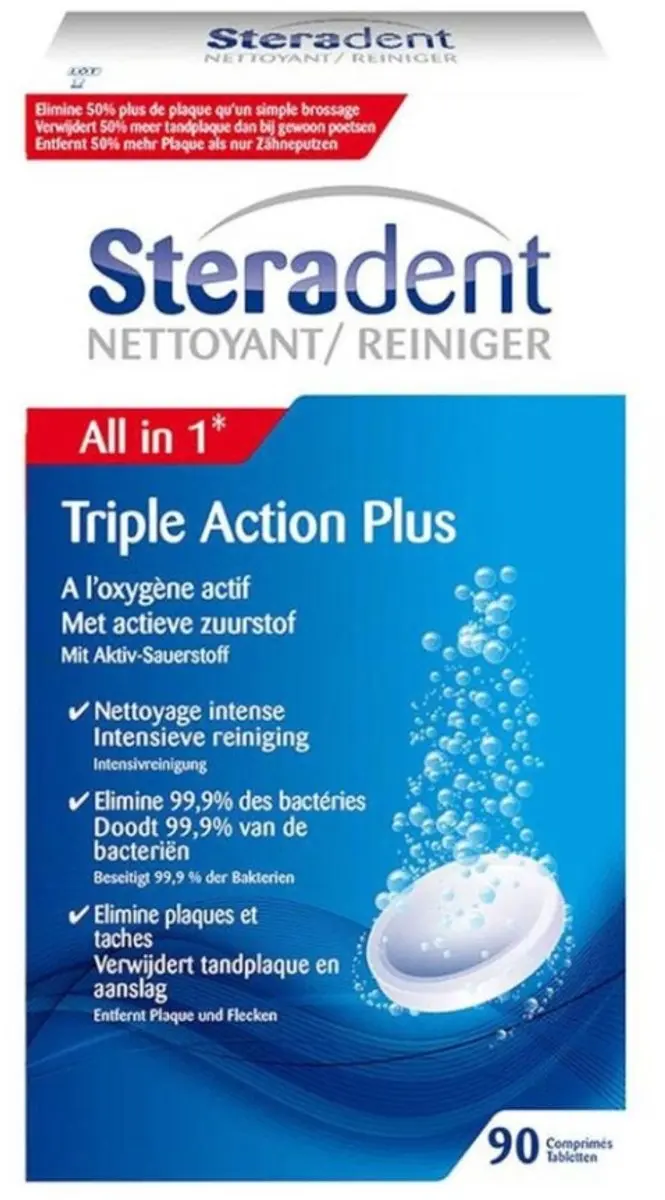 Steradent Kunstgebitreiniger Triple Action Plus - 90 Stuks