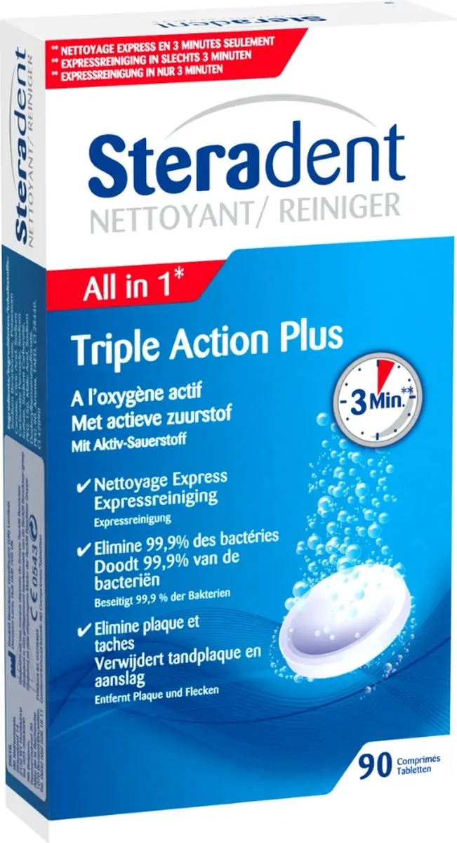 Steradent Kunstgebitreiniger Triple Action Plus - 90 Stuks