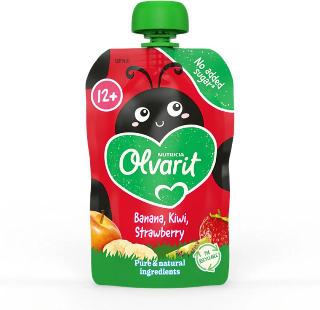 Olvarit Knijpfruit 12+ Aardbei Banaan Kiwi 100g
