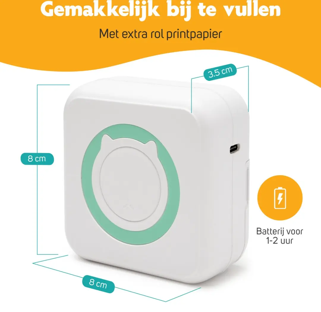 Pora&Co Mini Printer Fotoprinter - Zwart/Wit