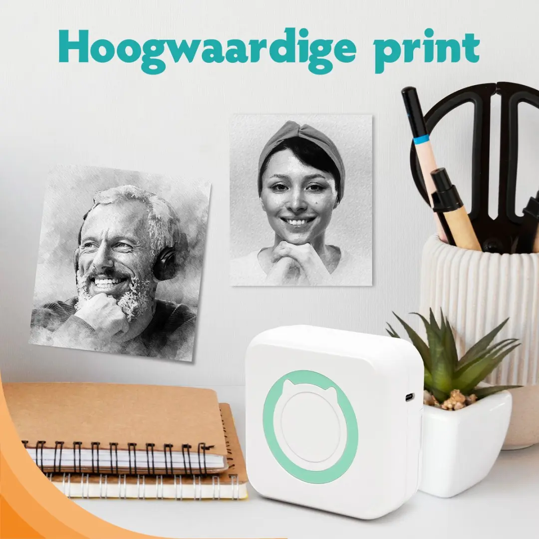 Pora&Co Mini Printer Fotoprinter - Zwart/Wit