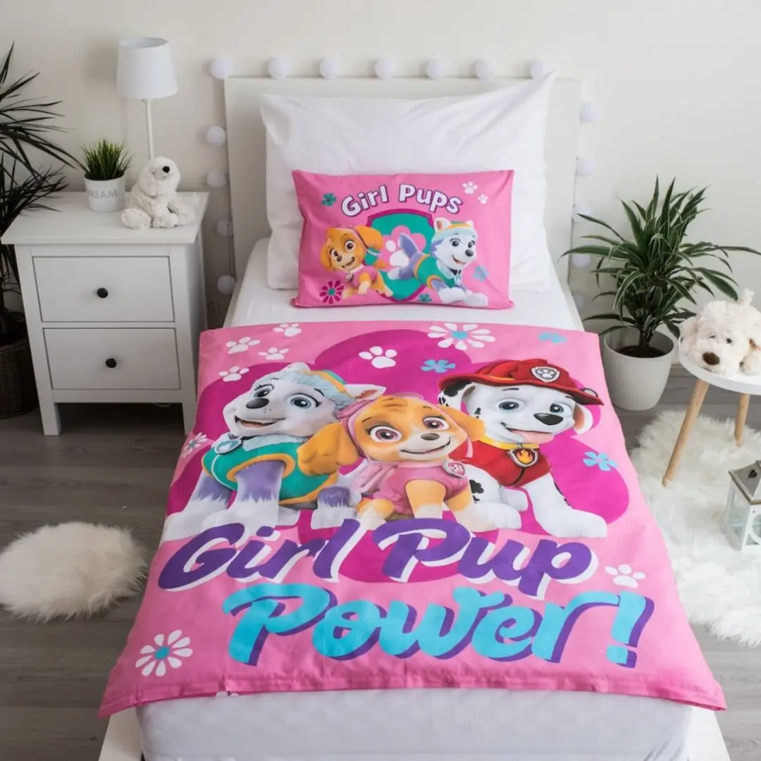 PAW Patrol Dekbedovertrek Girl Pup Power - 100x135cm - Roze