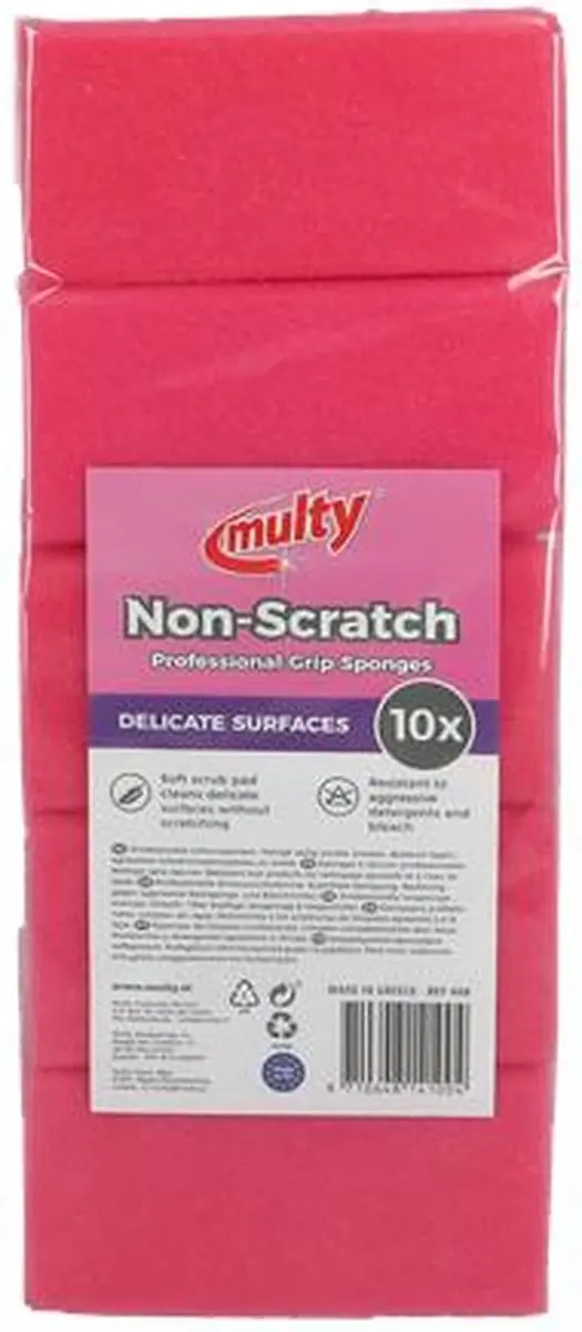 Multy Schuursponsjes Krasvrij Easy Grip - 10 Stuks Roze