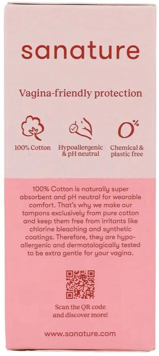 Sanature Tampons Super 16 Stuks - 100% Katoen