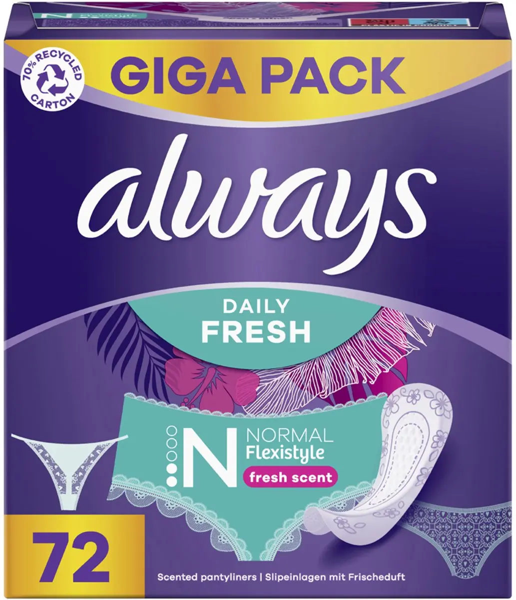 Always Daily Fresh Inlegkruisjes Normal - 72 Stuks