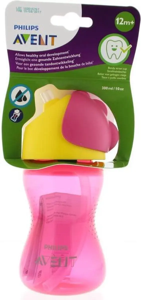 Philips Avent Drinkbeker met Rietje 300ml - Roze/Geel - afbeelding 6 van 6