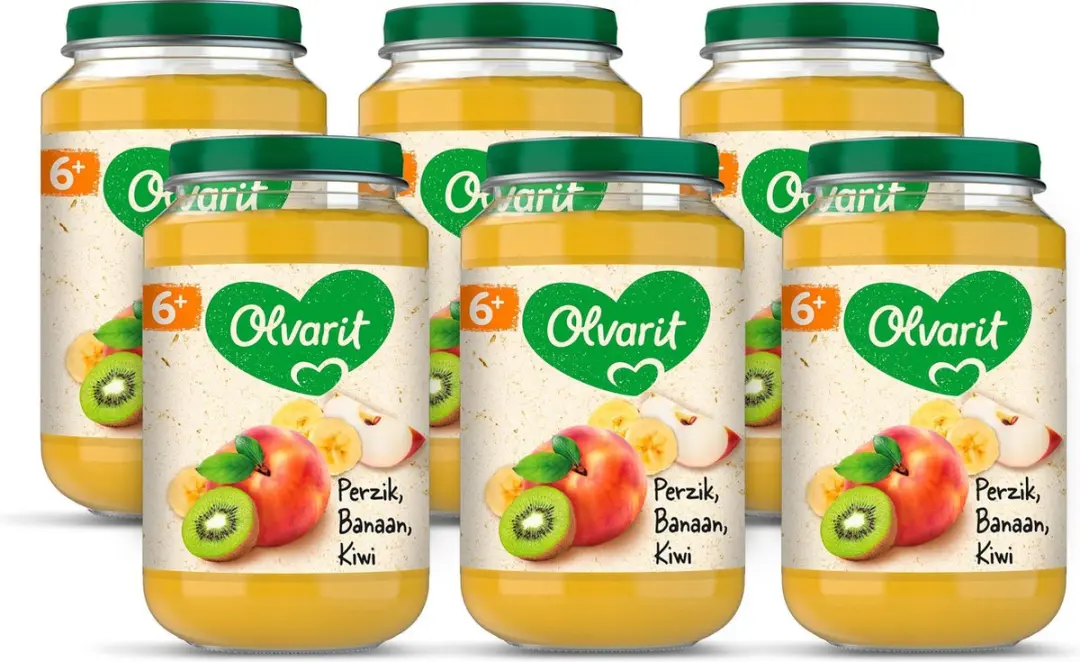 Olvarit Fruithapje 6+ Perzik Banaan Kiwi