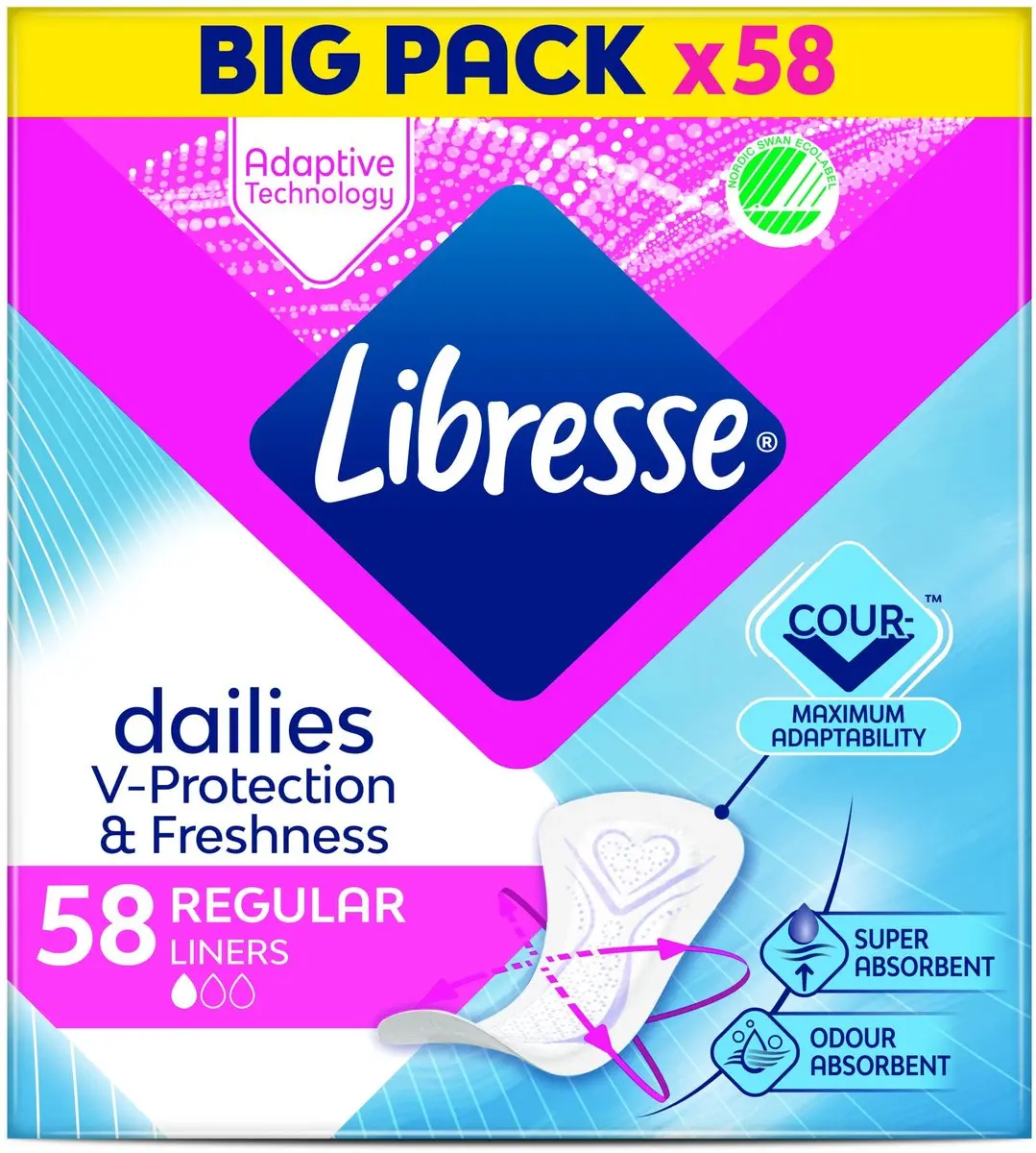 Libresse Dailies V-Protection Regular Inlegkruisjes 58ST