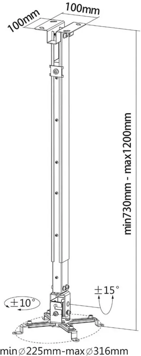 Reflecta-plafondbeugel-Tapa-L-700-1200mm-wit