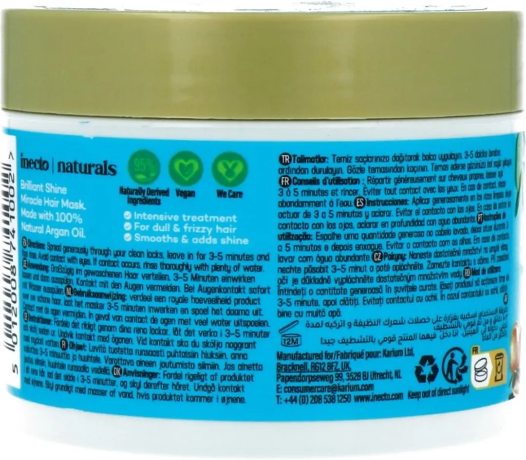 Inecto Naturals Brilliant Shine Argan Haarmasker 300ml