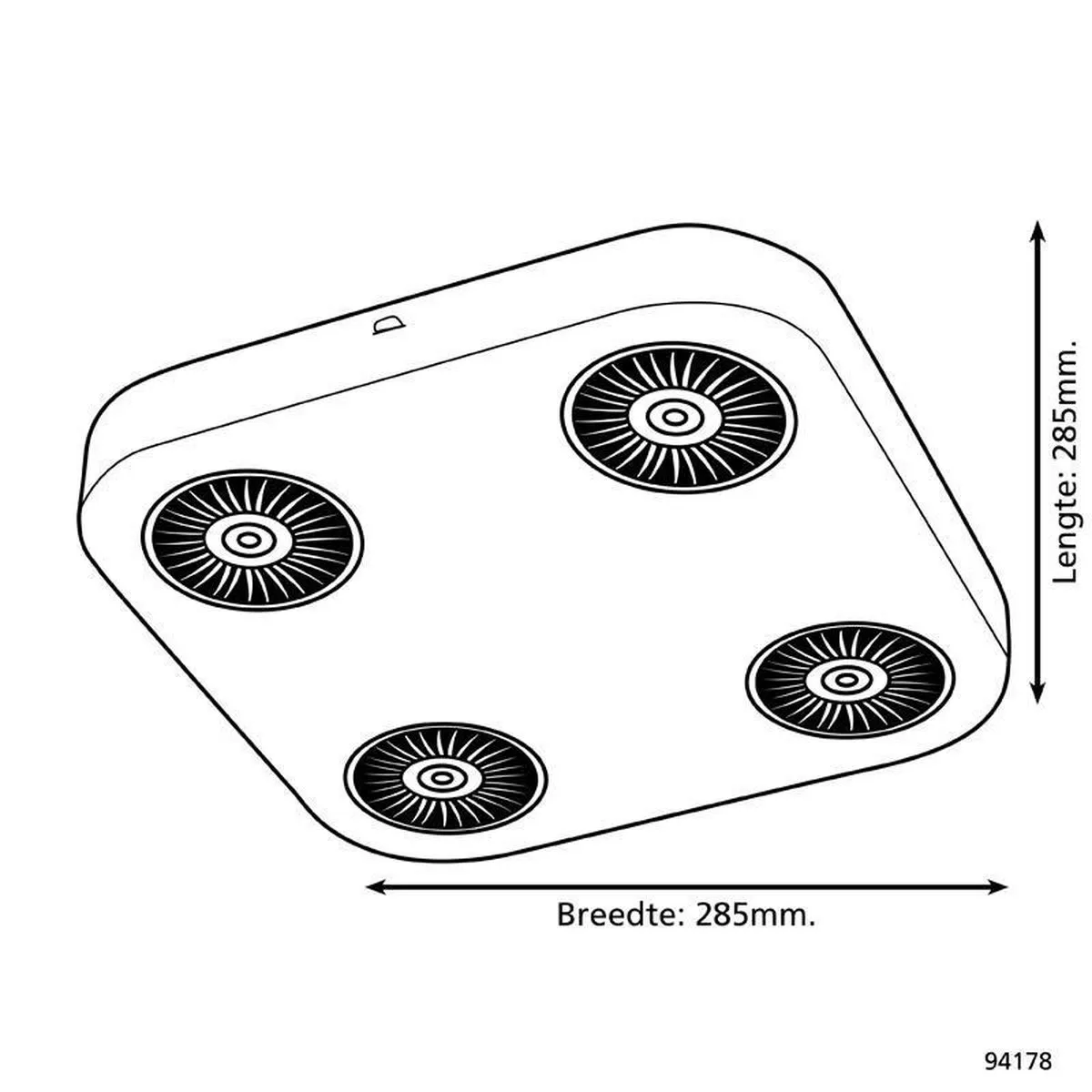 Eglo Montale Spot 4 Licht LED 285x285mm - Wit/Zwart