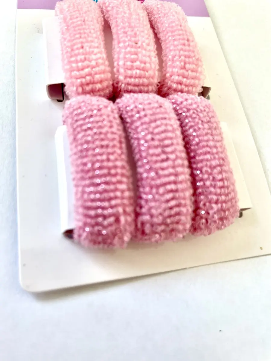 Zenner Roze Haarelastiekjes Badstof Glitter - 6 Stuks