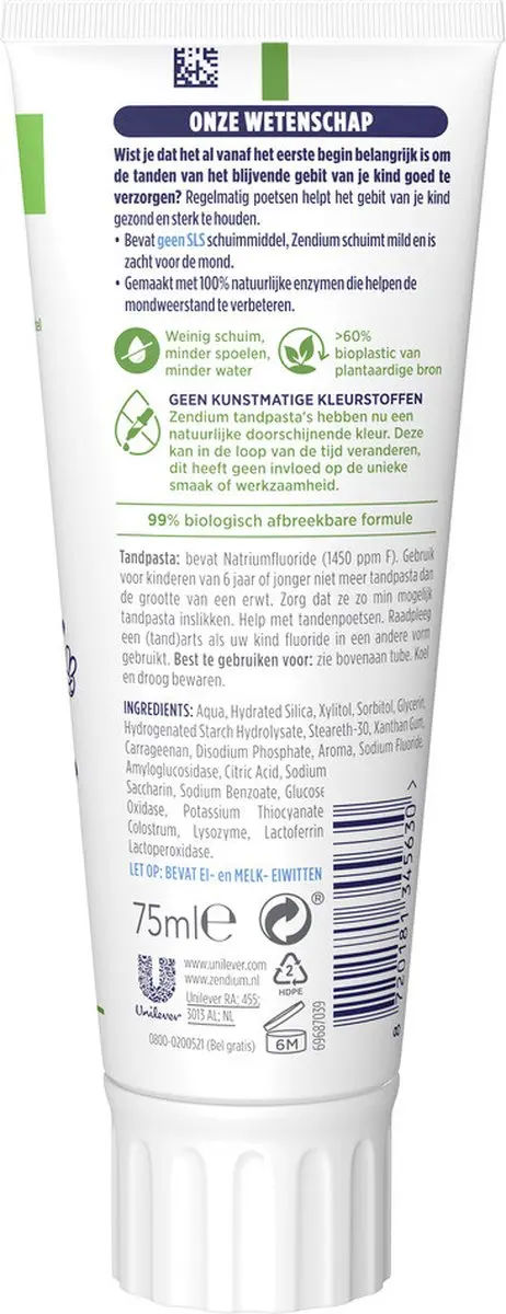 Zendium Tandpasta Junior 75ml - 12 Stuks