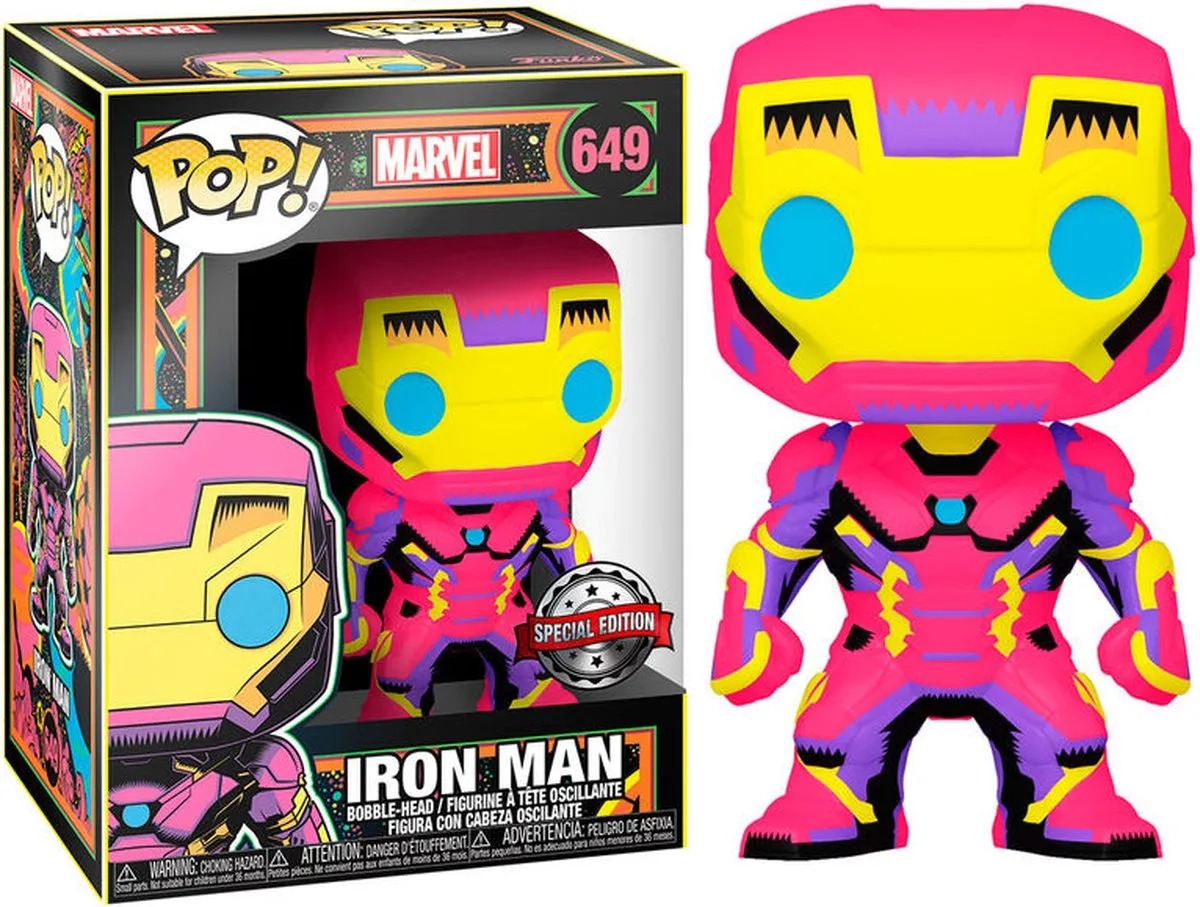 Funko POP! Iron Man Black Light Marvel Figuur 9cm