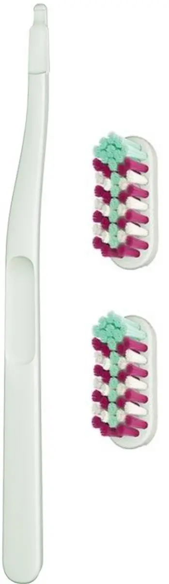 Jordan Change Handtandenborstel Medium - 2 Opzetstukken Groen Roze Wit