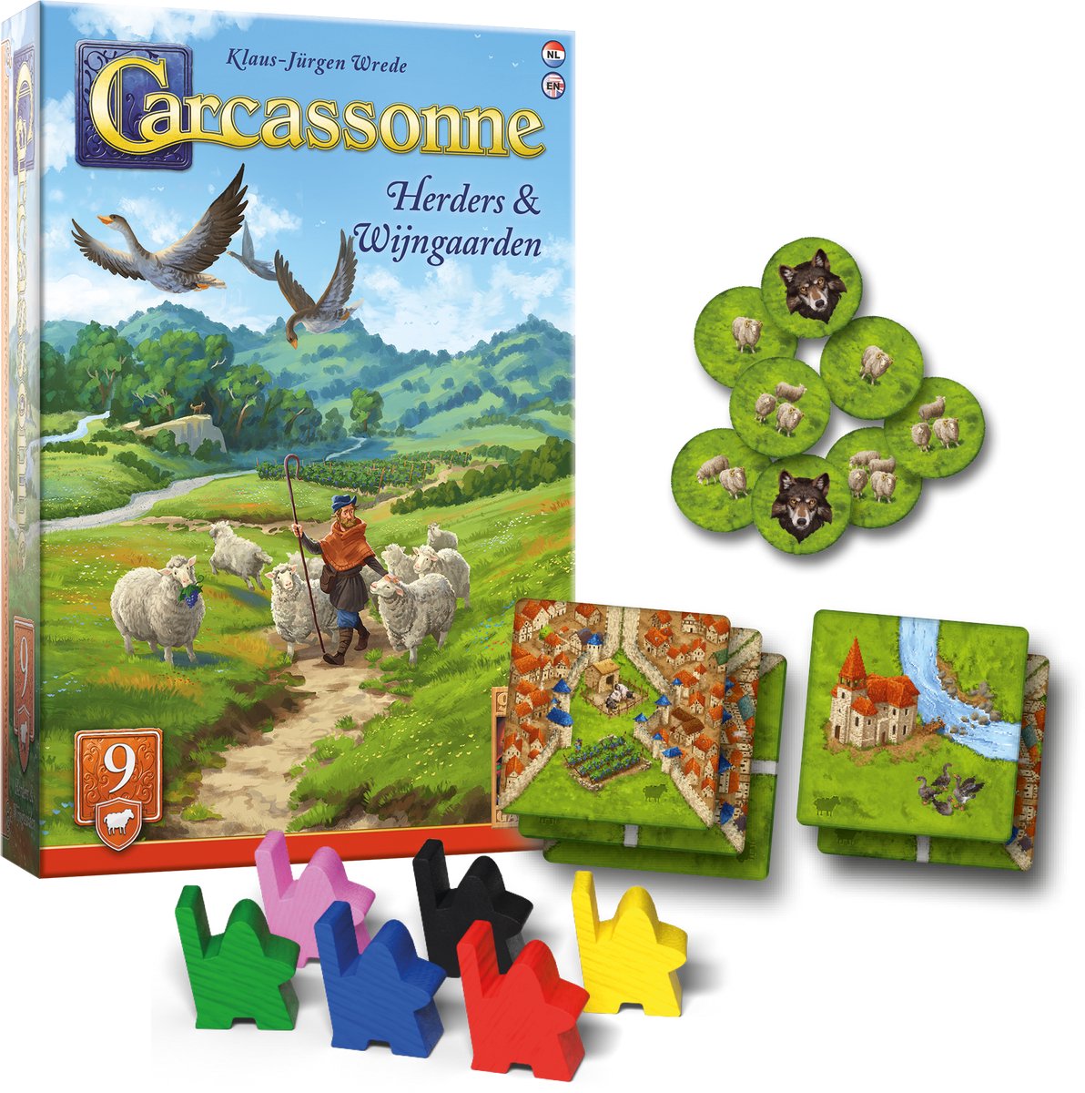 999 Games - Carcassonne: Herders & Wijngaarden - Uitbreiding 9 - Nieuwe Versie - NL - EN