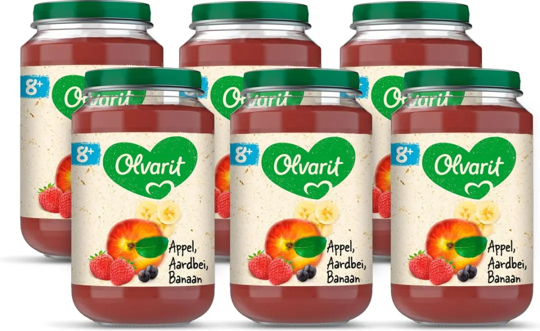 Olvarit Fruithapje 8+ Maanden Appel Aardbei Banaan