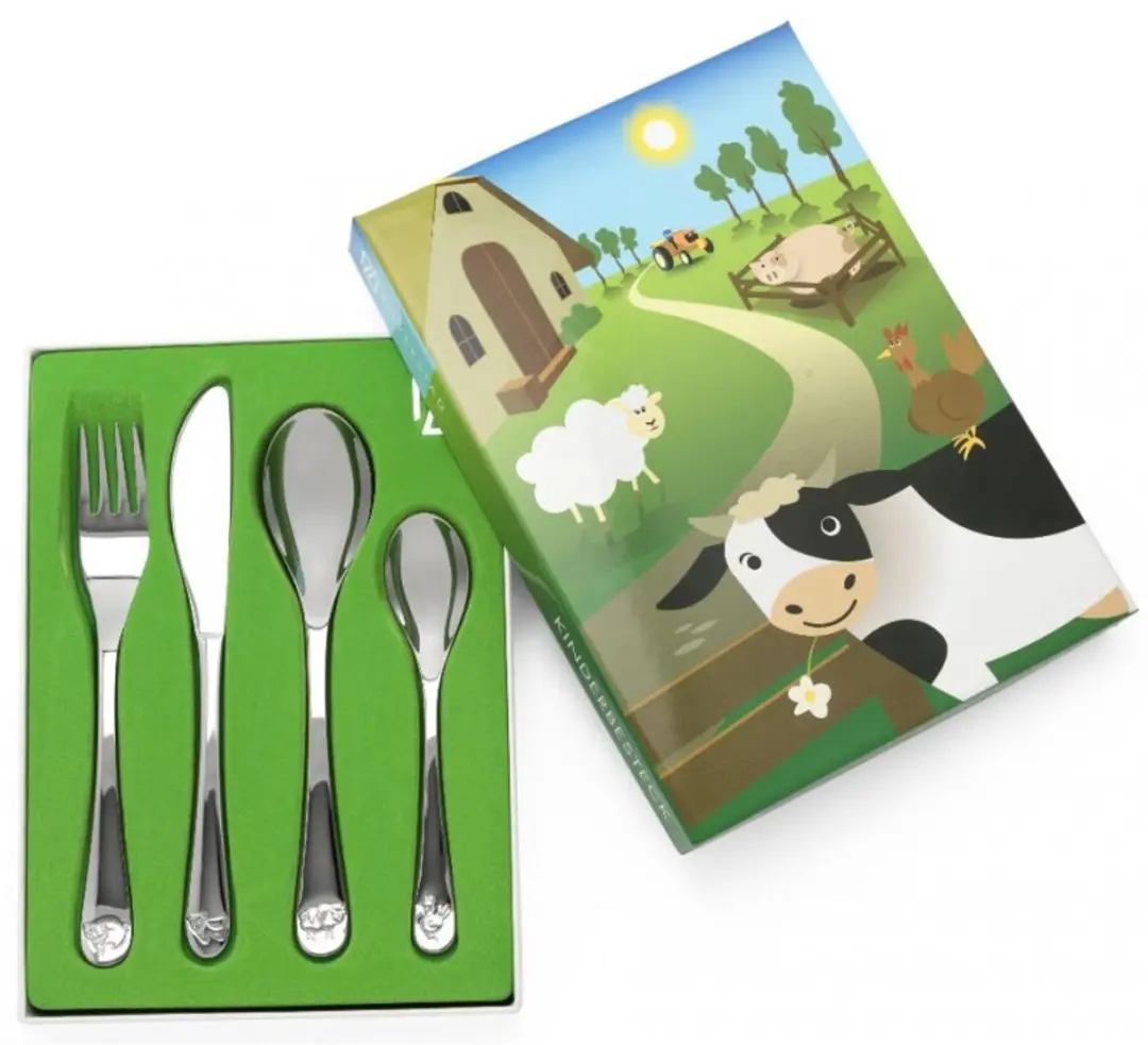 Zilverstad Kinderbestek Boerderij 4-delig - Chroom