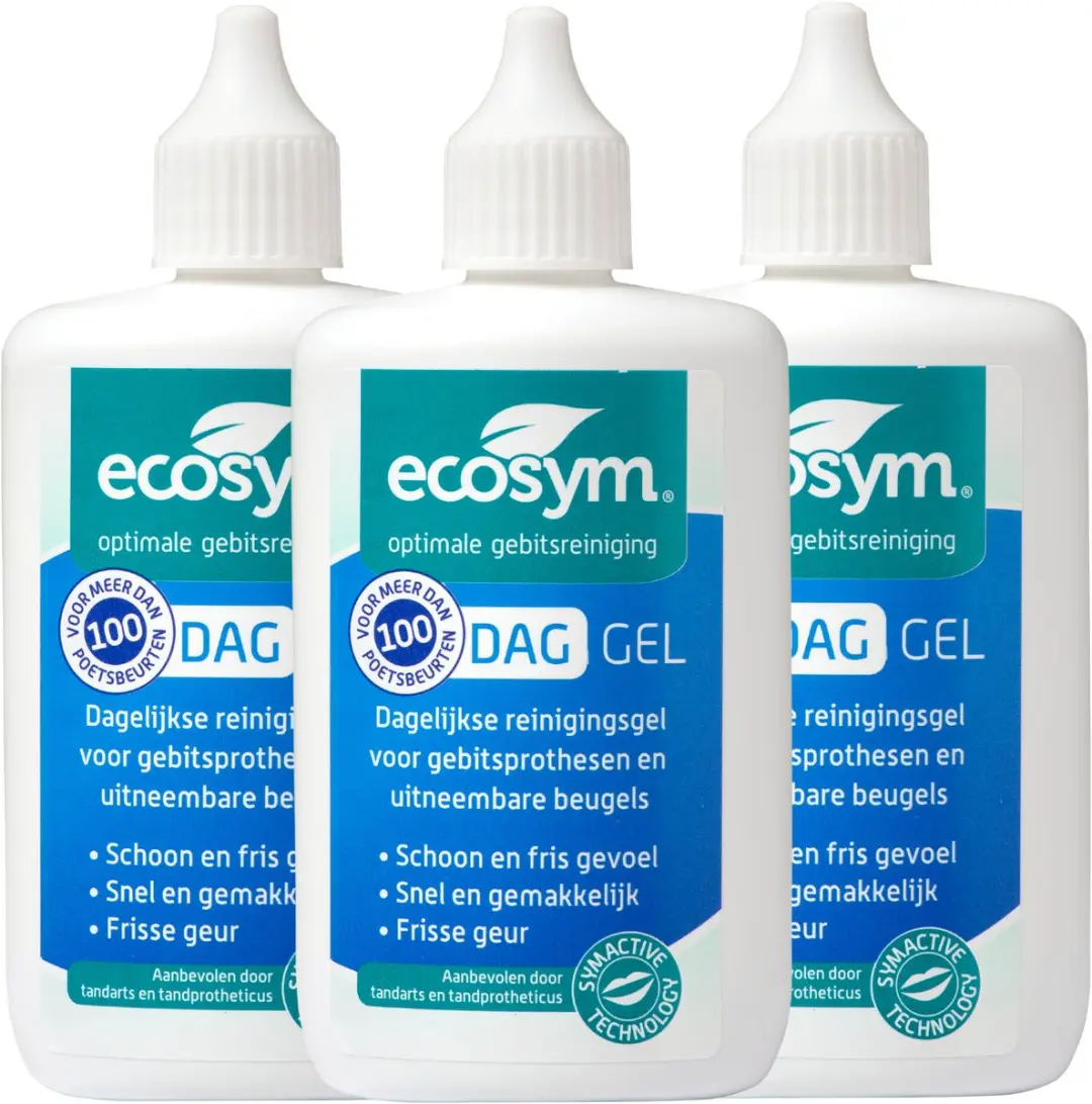 Ecosym Dag Gel Reiniging Kunstgebit 3x100ml
