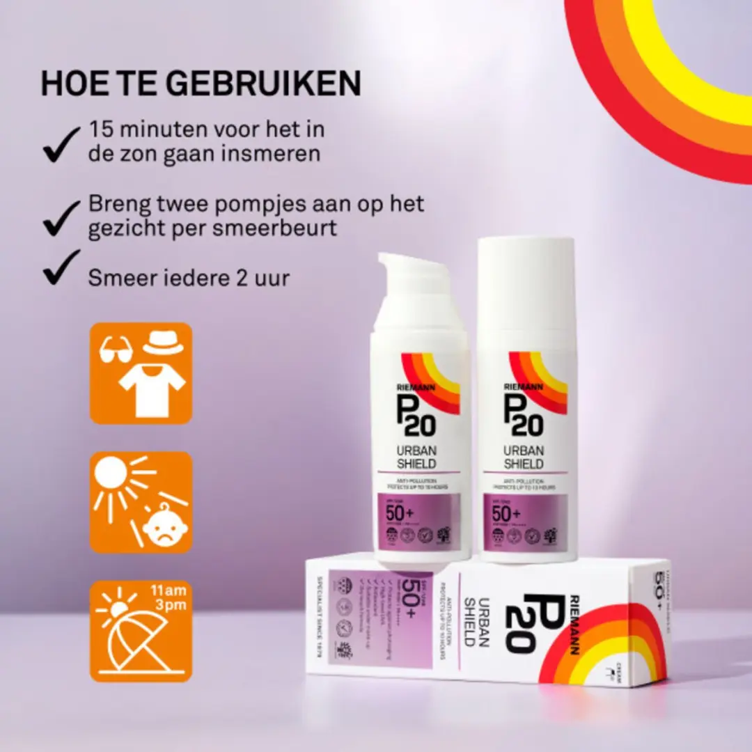 P20 Urban Shield Gezicht Zonnebrand SPF 50+ - 2x50ml