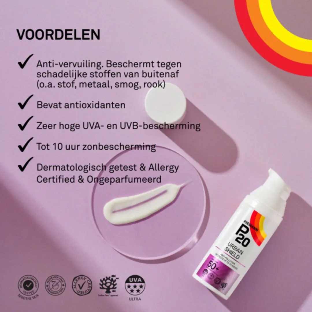 P20 Urban Shield Gezicht Zonnebrand SPF 50+ - 2x50ml
