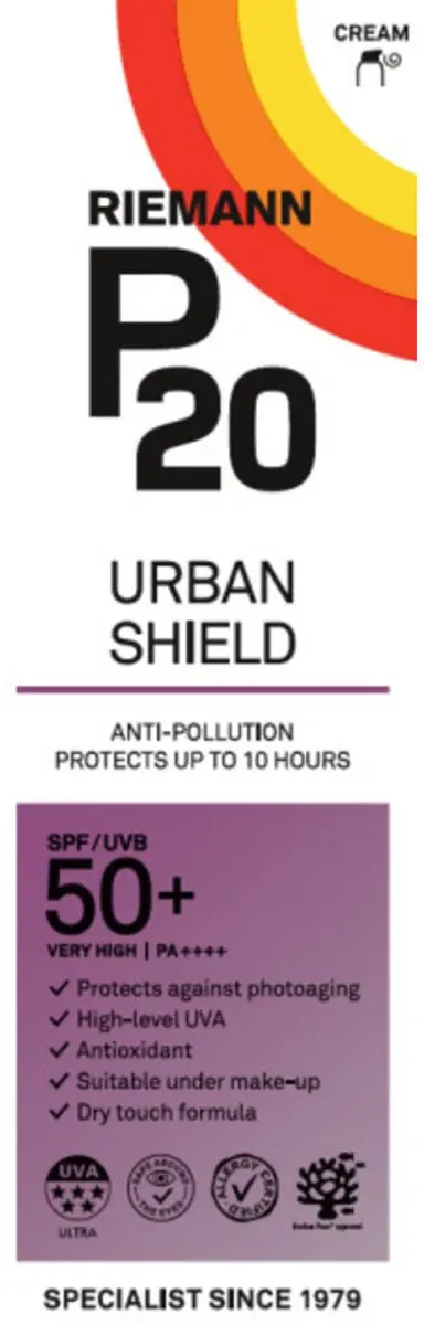 P20 Urban Shield Gezicht Zonnebrand SPF 50+ - 2x50ml