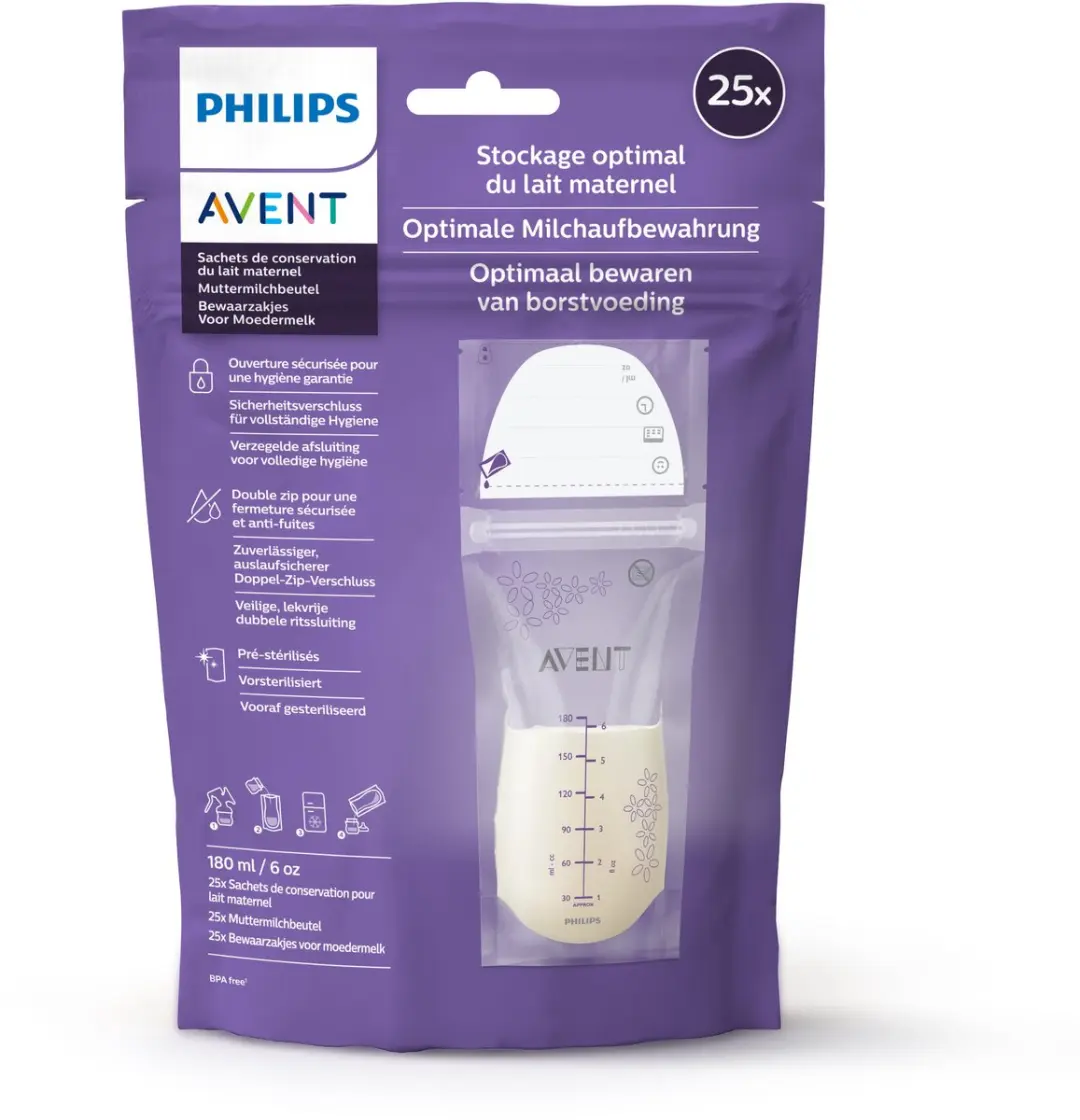 Philips Avent Moedermelk Bewaarzakjes 25x180ml - Wit