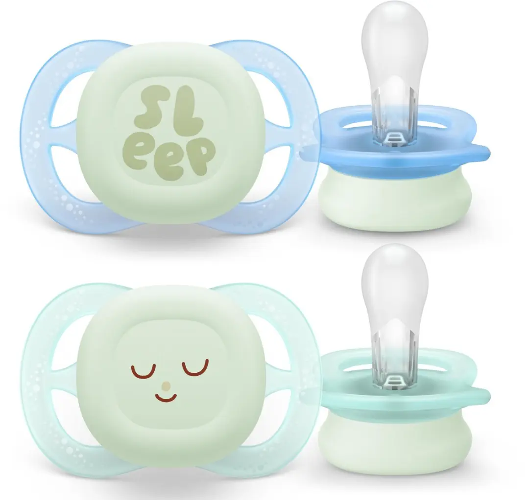 Philips Avent Ultra Start Night Fopspeen - 0-2 Mnd - 2 Stuks - Groen/Lichtblauw