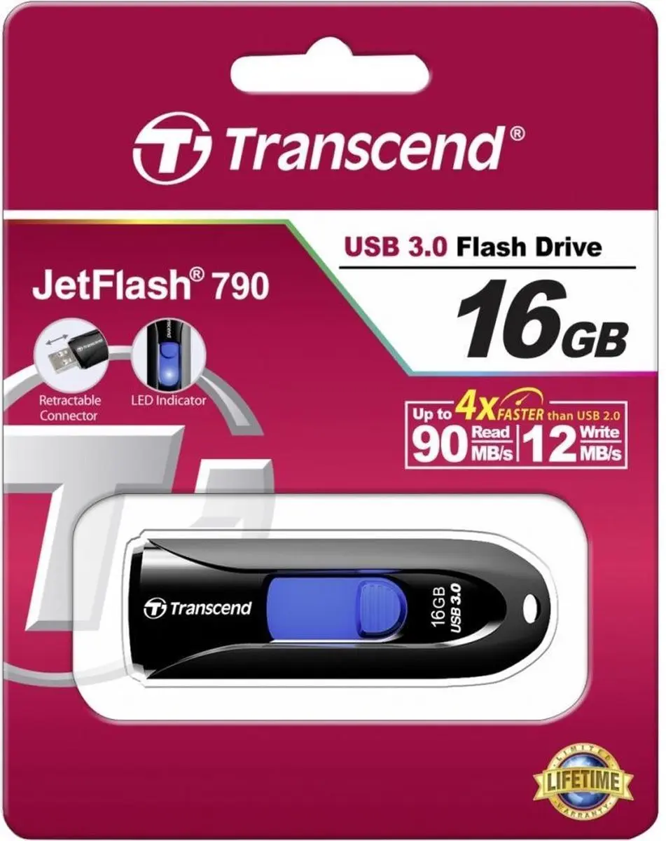 Transcend JetFlash 790 TS16GJF790K USB-stick 16GB - Zwart