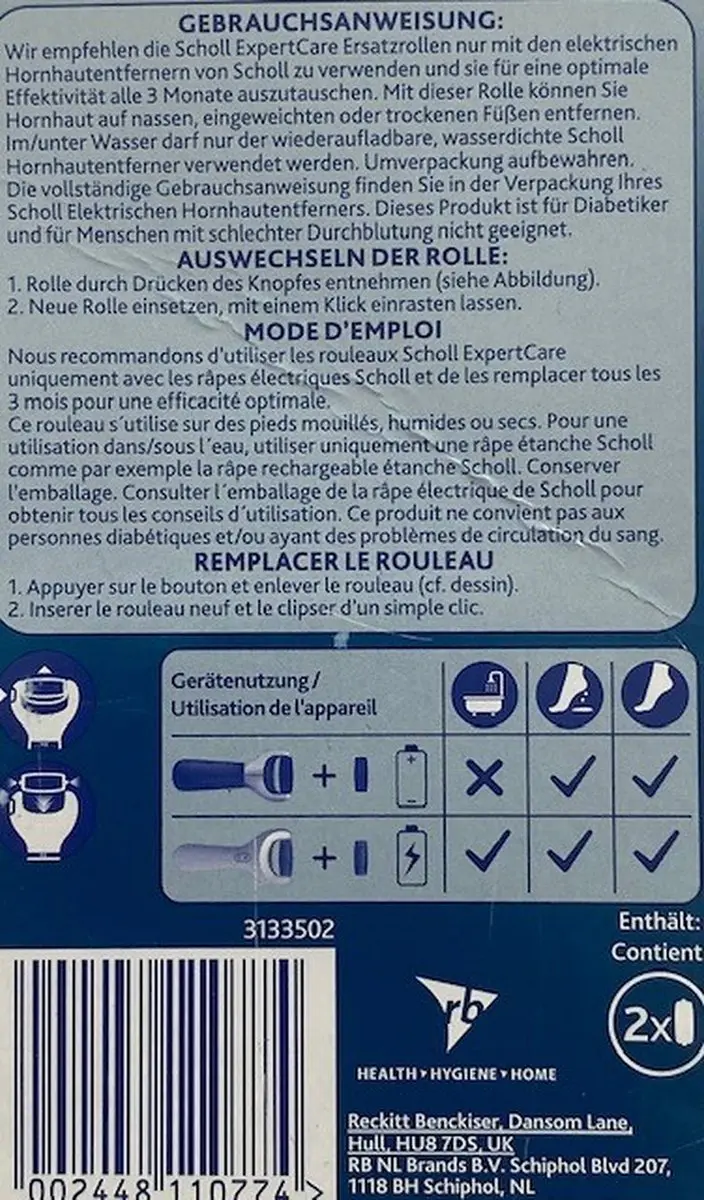 Scholl Velvet Smooth Navulling - 2 Stuks - Blauw/Geel/Zwart