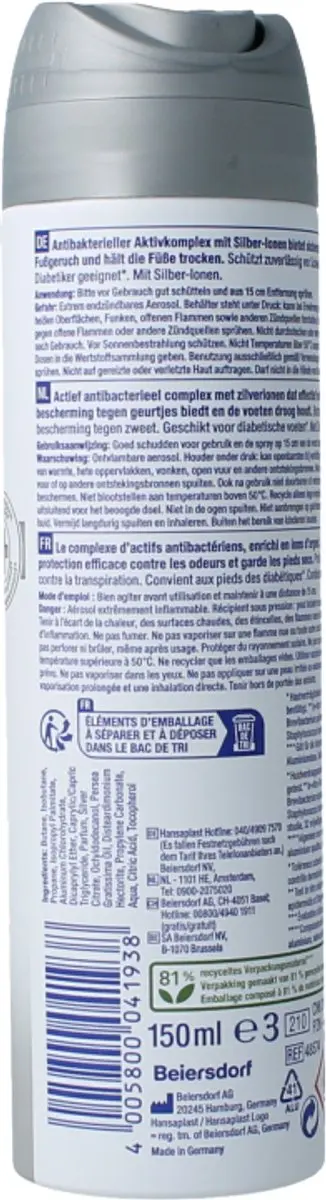 Hansaplast Voetdeodorant Silver Active 150ml