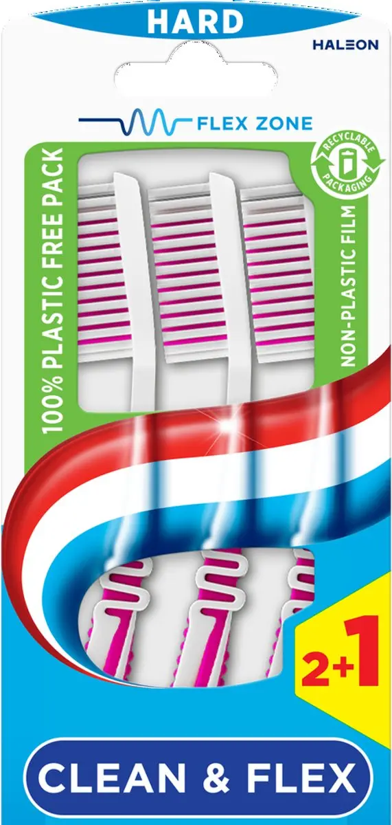 Aquafresh Clean & Flex Tandenborstels - 3 Stuks - Roze