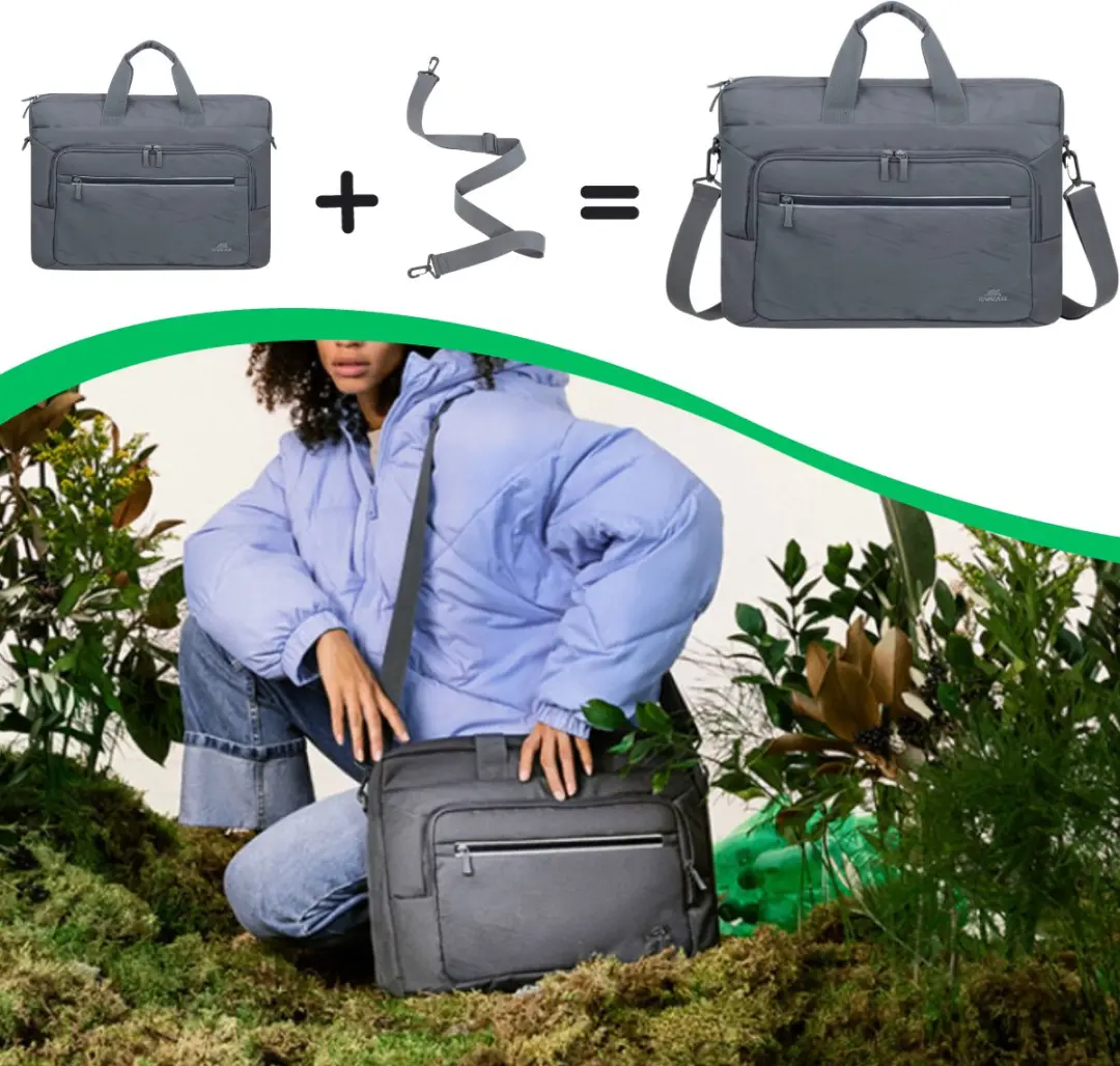 RivaCase Alpendorf ECO Laptophoes 16" - 5 Vakken - Grijs