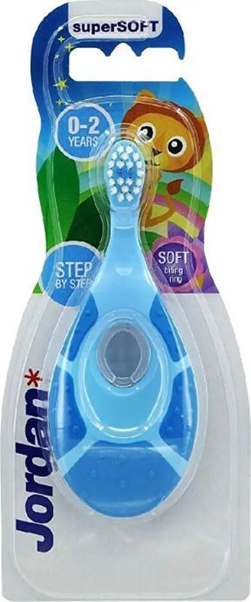 Jordan Tandenborstel Step 1 0-2 Jaar - 4 Stuks Blauw/ Groen/ Oranje