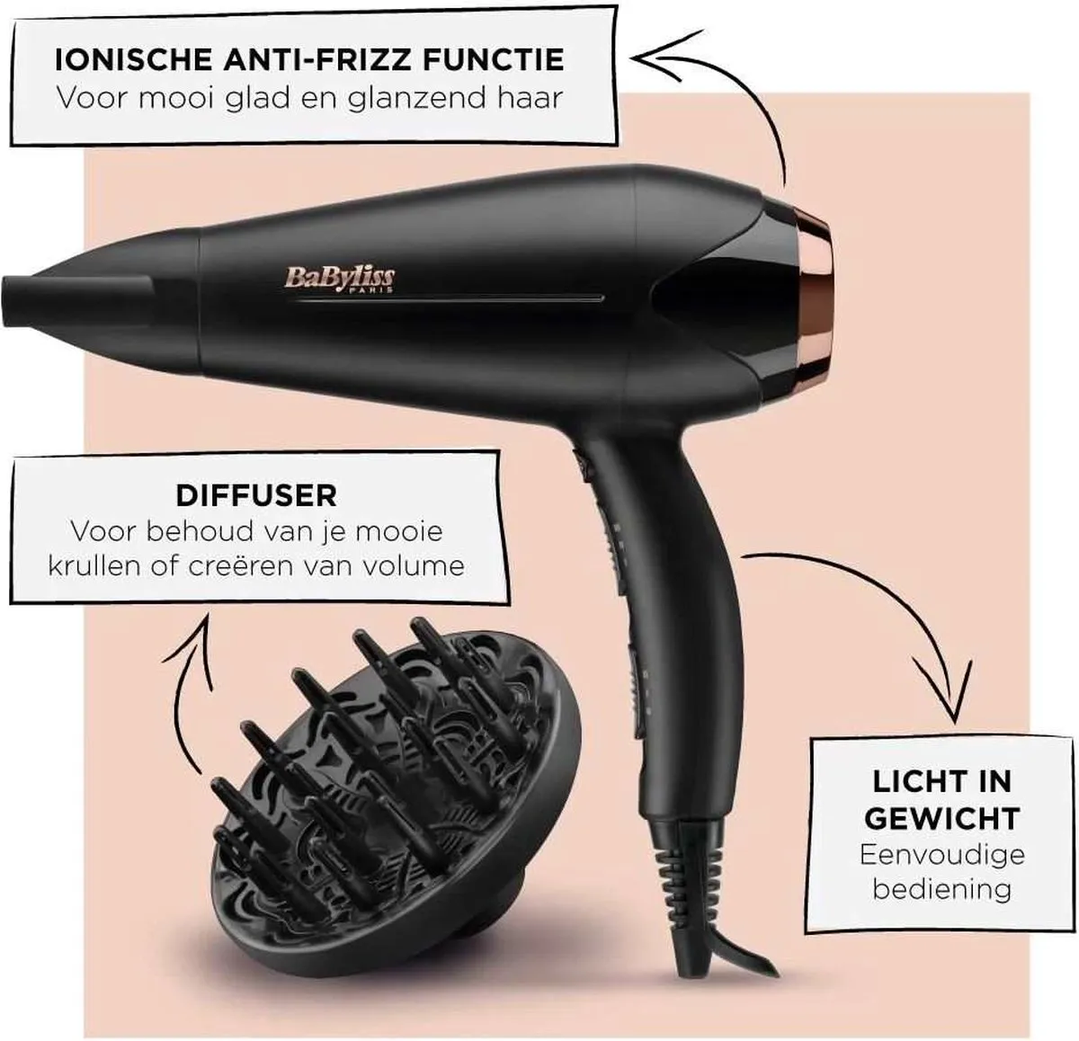 Babyliss Turbo Smooth 2200 Fohn D570DE - 2200W