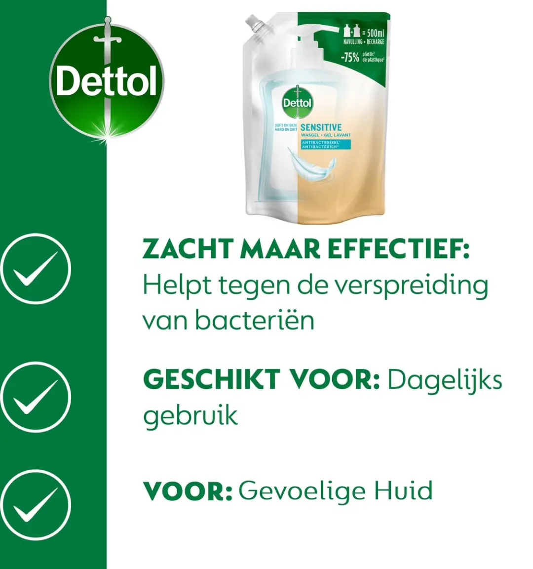 Dettol Handzeep Antibacterieel Navulling Sensitive 12x500ml